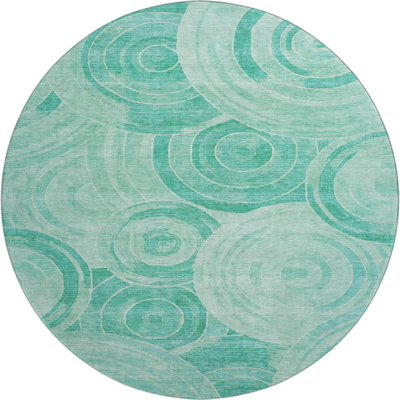 Premium Machine Washable Lubbers AMF1750 Geometric Rug, Round 8'