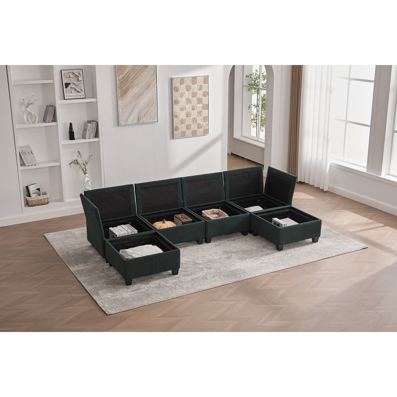 Modular Sectional Sofa, 6-Seat Convertible Sofa, U Shaped Sectional Couch With Storage Ottoman For Home Apartment Office