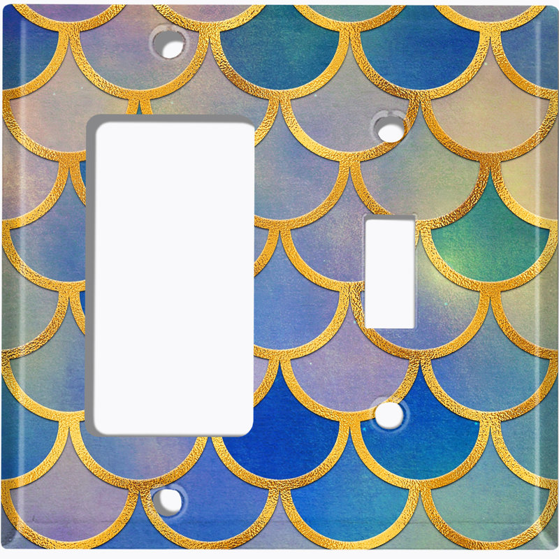 Plaque murale 2 bandes Mermaid, Bleu/jaune