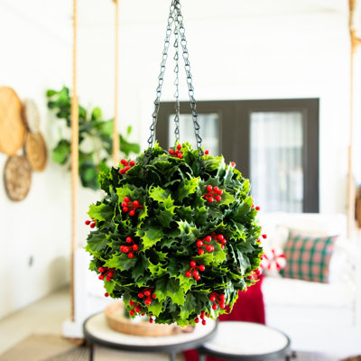 21in. UV Resistant Artificial Holly Berry Christmas Hanging Ball (Indoor/Outdoor)