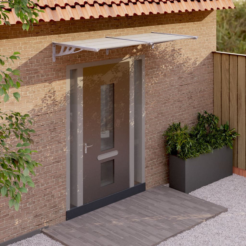 Auvent de porte Vidaxl en polycarbonate gris et transparent, H 10,8 po x l 78,3 po x P 35,4 po