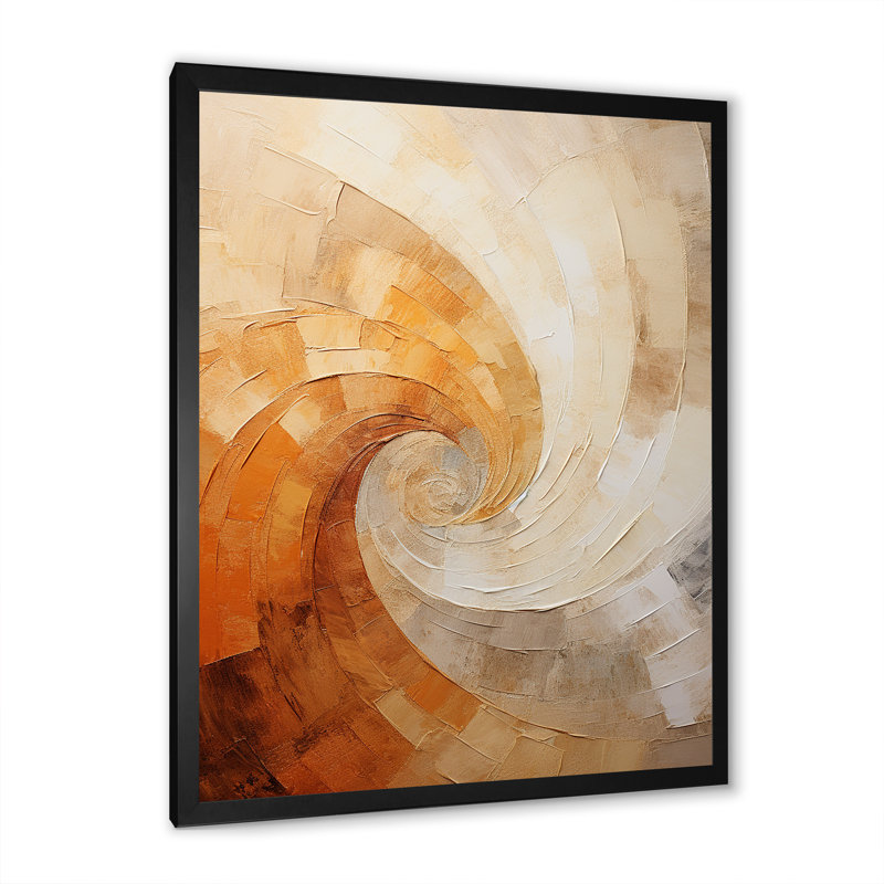 «Beige minimalisme spirales poteries II - spirales abstraites», art mural_106141, Impression noire sur toile encadrée