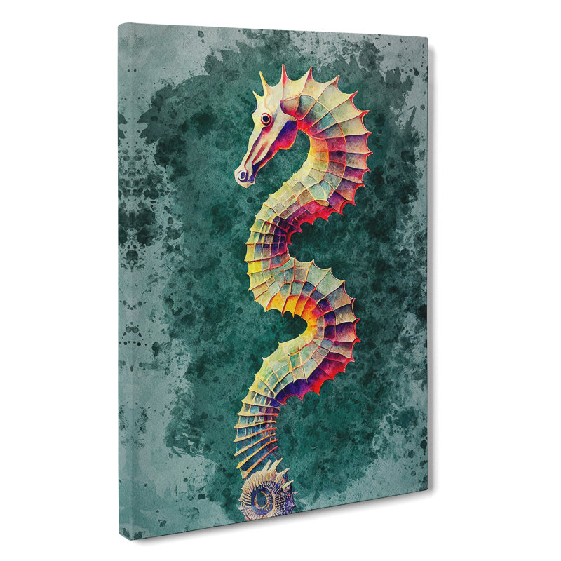 Watercolour Seahorse - Wrapped Canvas, 76cm H x 50cm W x 3cm D