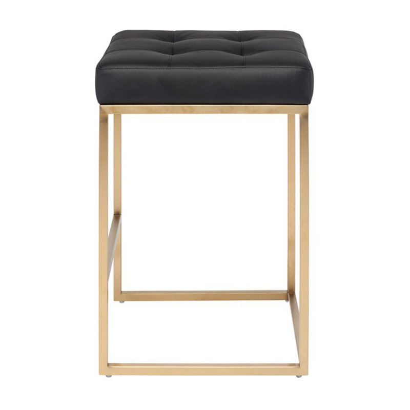 Upholstered Counter Stool with Metal Frame, Black