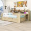 Lit de jour en bois Alameda avec tablettes de rangement, 2 tiroirs, bureau d'étude intégré-1960862989-1960862988