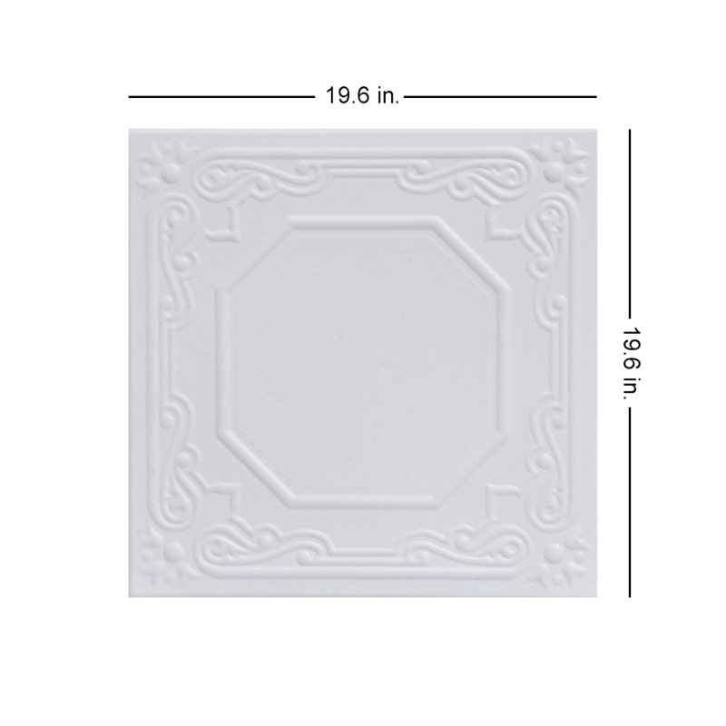 Topkapi Palace 1.6 ft. x 1.6 ft. Polystyrene Glue-up Ceiling Tile, Ultra Pure White - Satin (Behr)