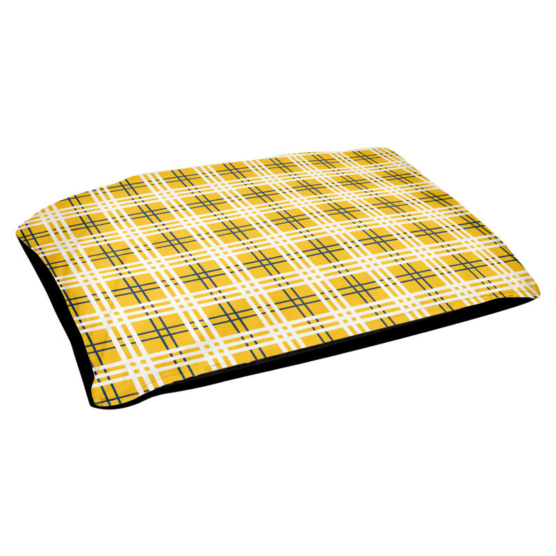 Coussin d’extérieur de luxe Caroline football, Petit (l 28 po x P 18 po x P 4 po), Gold/Navy Blue/White
