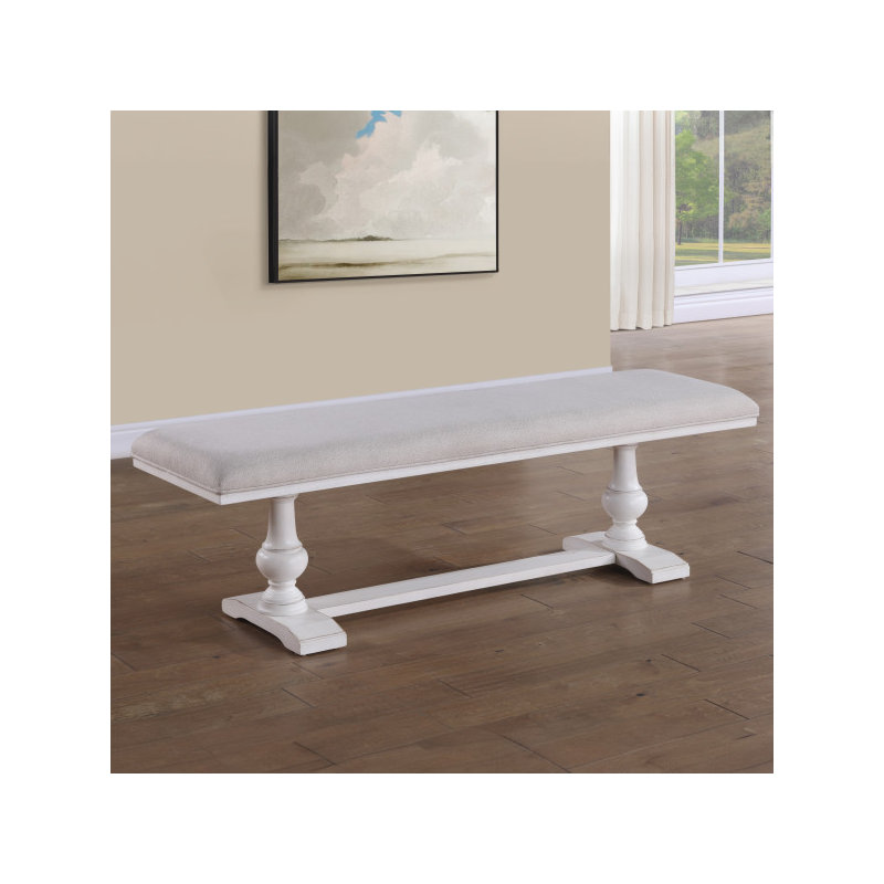 Clarkston Polyester Upholstered Bench, White