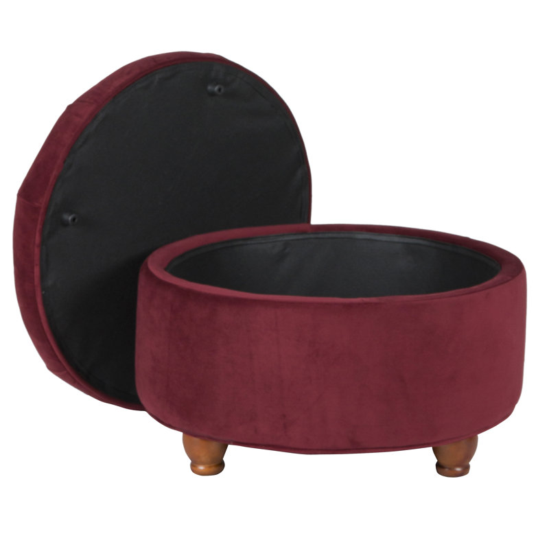 Aubrielle Upholstered Storage Ottoman, Berry Velvet