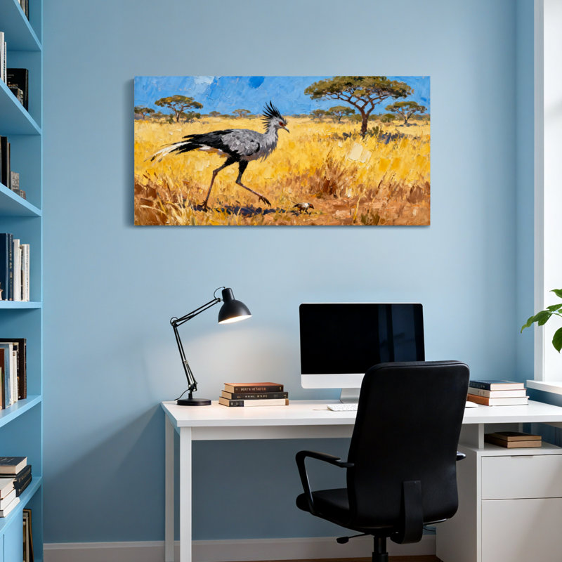 «Animals Safari Bird Landscape», reproduction d'art sur toile, H 16 po x l 32 po
