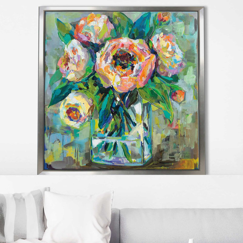 " Pink ", Silver Floater Frame, 21.5" H x 21.5" W x 2" D
