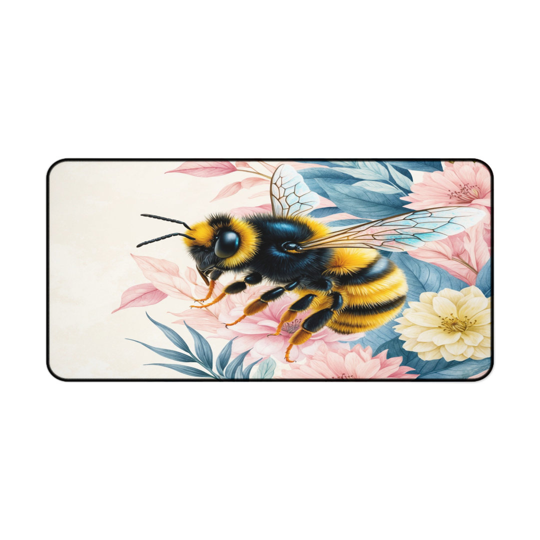 Whimsical Bumblebee Floral Desk Mat