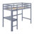 Twin High Loft Bed, Rubber Wood Loft Bed With Safety Guardrail, Built-In Desk, Ladder-121600386