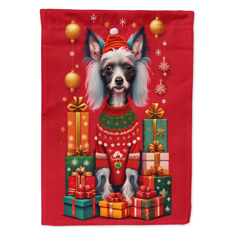 Drapeau de maison de Noël en polyester à double face H 40 po x l 28 po