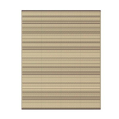 Shimeek Striped Outdoor Rug, Waterproof Plastic Outdoor Mat, Coffee&Beige,Rectangle 9' x 12'