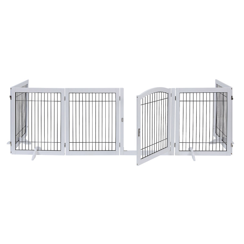 Free Standing Pet Gate With Door, White