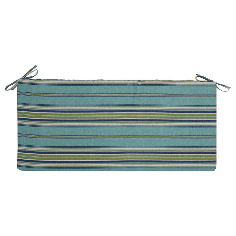 Outdoor 3'' Bench Seat Cushion, Blue/Green Striped