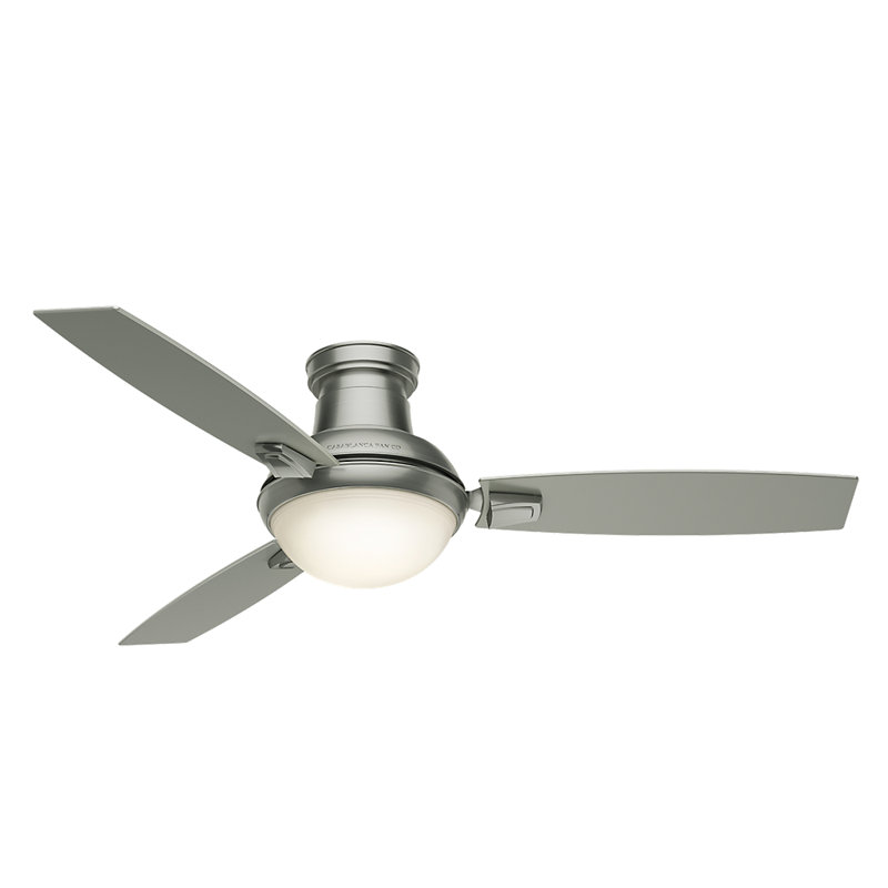 54" Verse 3 - Blade Outdoor Standard Ceiling Fan with Pull Chain and Light Kit Included, Satin Nickel