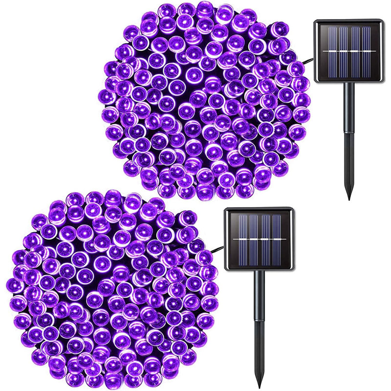 Devondra 42.7' LED Solar Powered 100 - Bulb String Lights, Purple