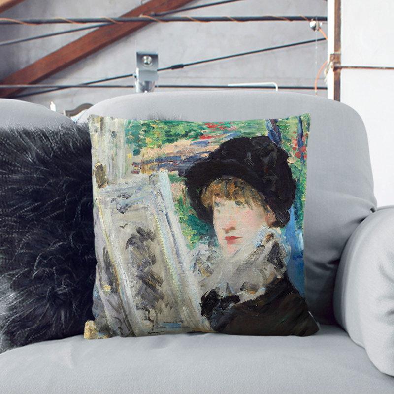 Woman Reading Square Throw Cushion, 40cm H x 40cm W x 15cm D