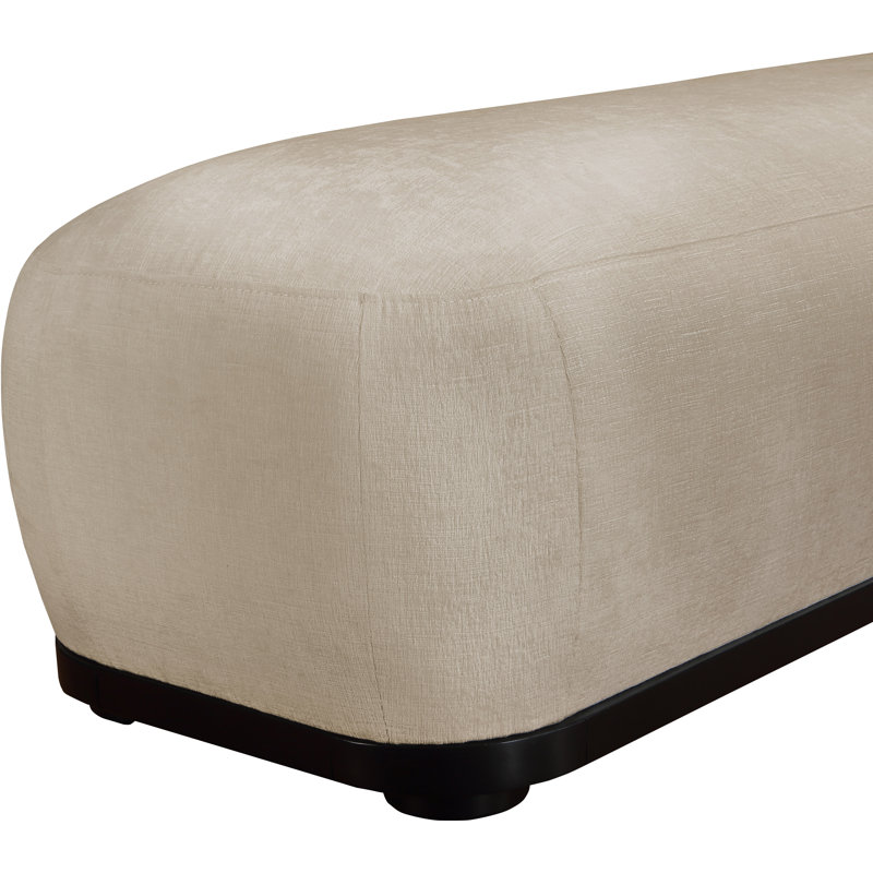 Banc en tissu Calum Chenille, Noir, Tissu chenille beige