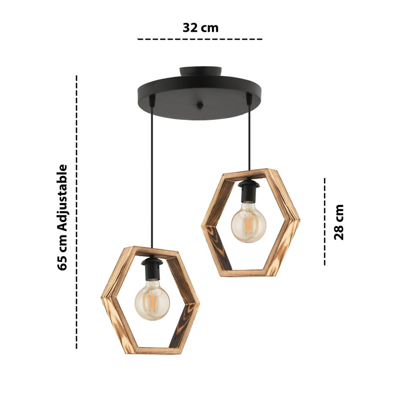 Lustre, Naturel, Noir, Deux lumières