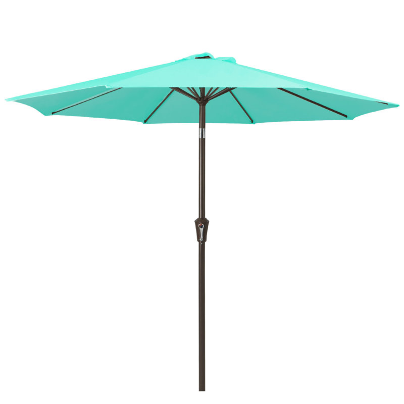 Parasol de marché inclinable Germar, H 95,7 po x l 120 po x P 120 po, Peacock Blue