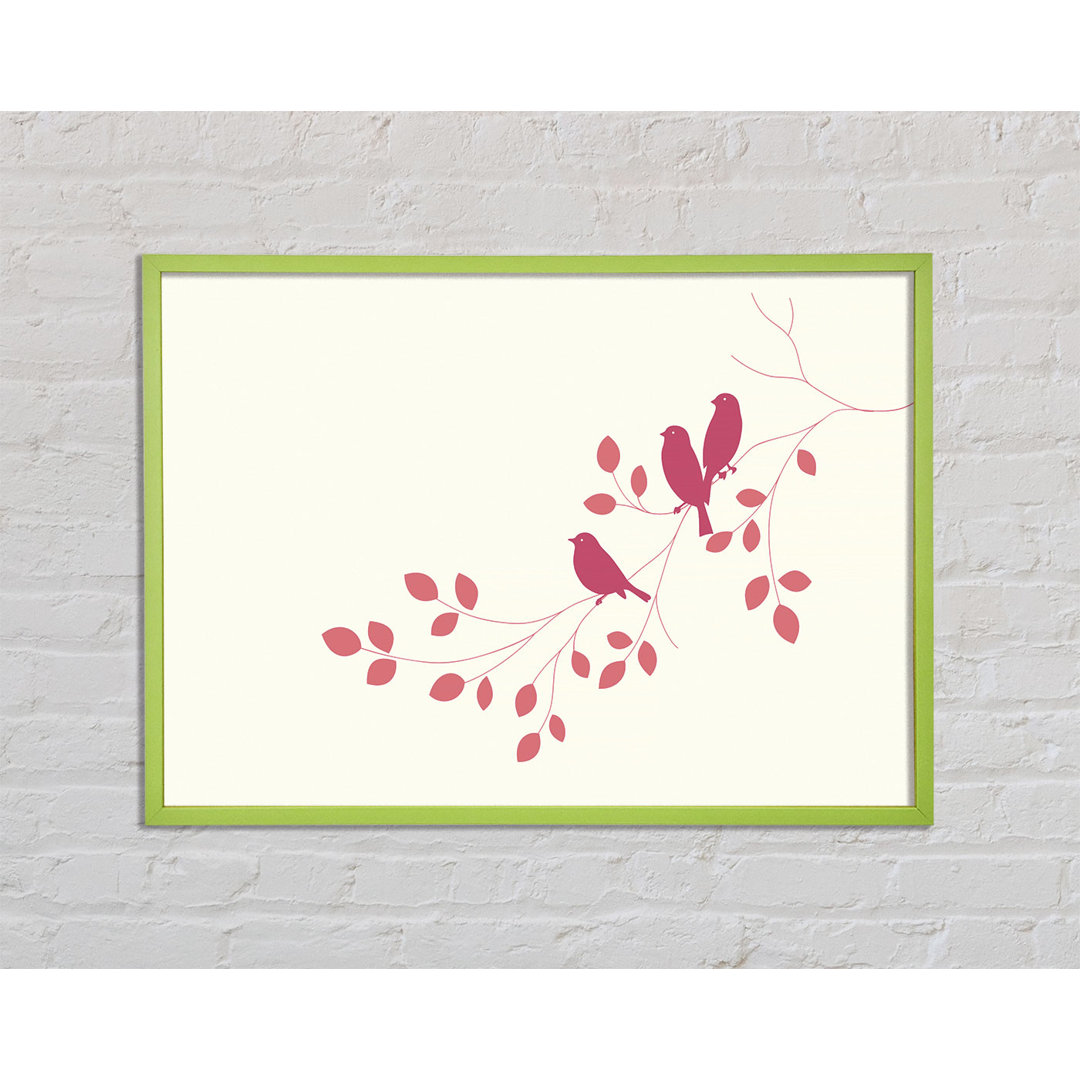 Ariela Pink Bird Leaves - Druck