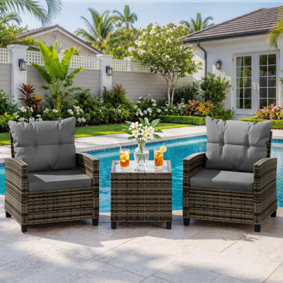 Arlayne 2-Person Outdoor Patio Seating Group with Cushions