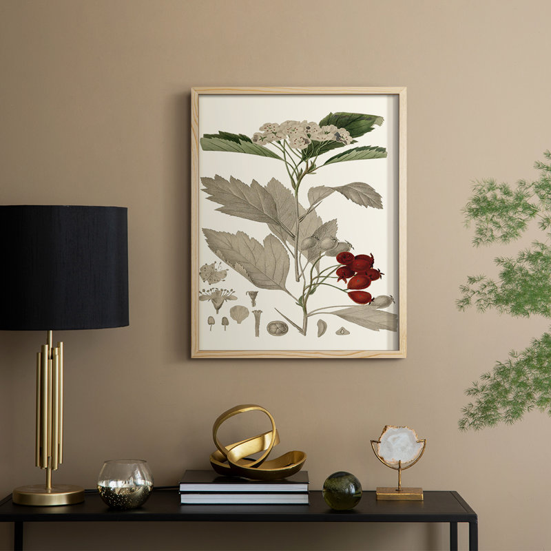 «Leaves & Berries I», reproduction encadrée - bois massif, H 11 po x l 9 po