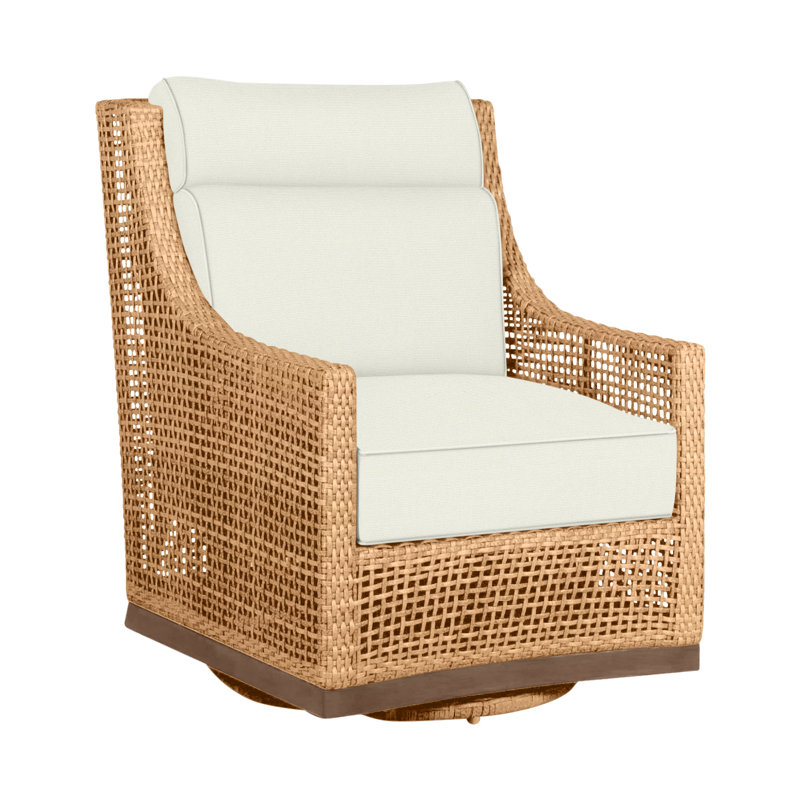 Péninsule pivotante en raphia clair / bois de santal, Welt + bourre standard, Blanc naturel