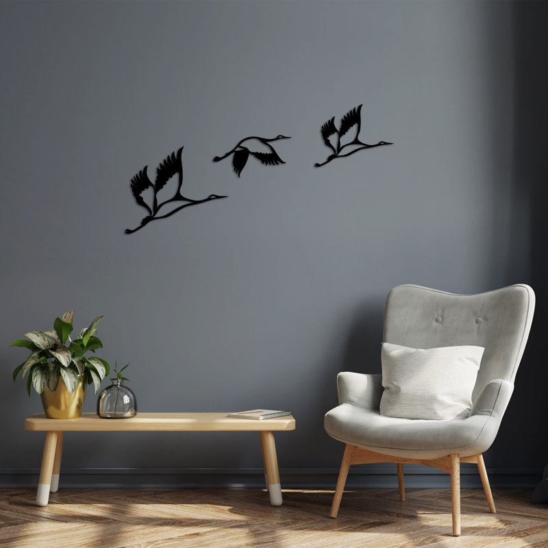 Decorative Metal Wall Accessory Set (3 Pieces), Black, 4.7 x 11.4 inches, 8.7 x 15.0 inches, 6.7 x 11.4 inches | 100% Metal Construction, Thickness: 0.04 inches | Ideal for Home Decor, Modern Aesthetic, Easy Wall Hanging