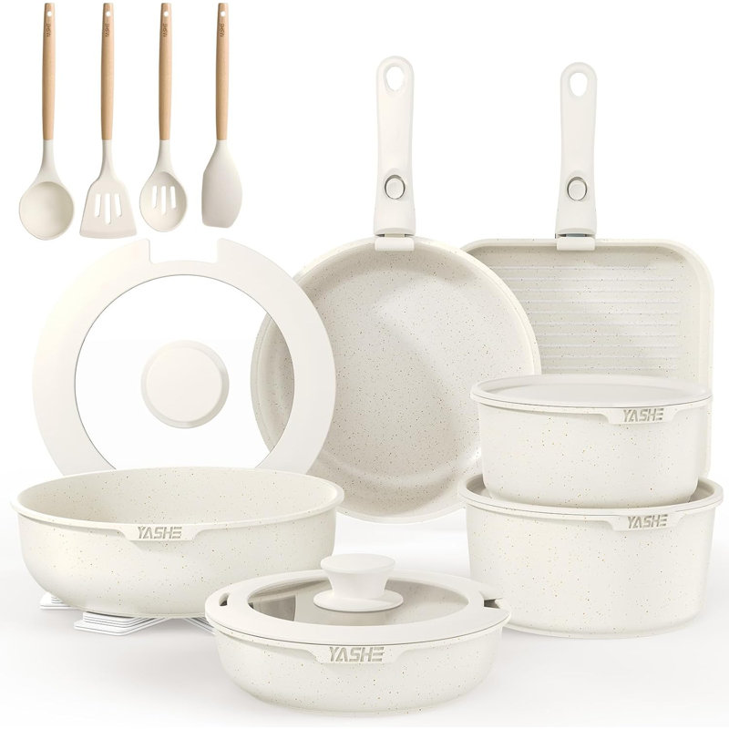 21 - Piece Aluminum Cookware Set, White