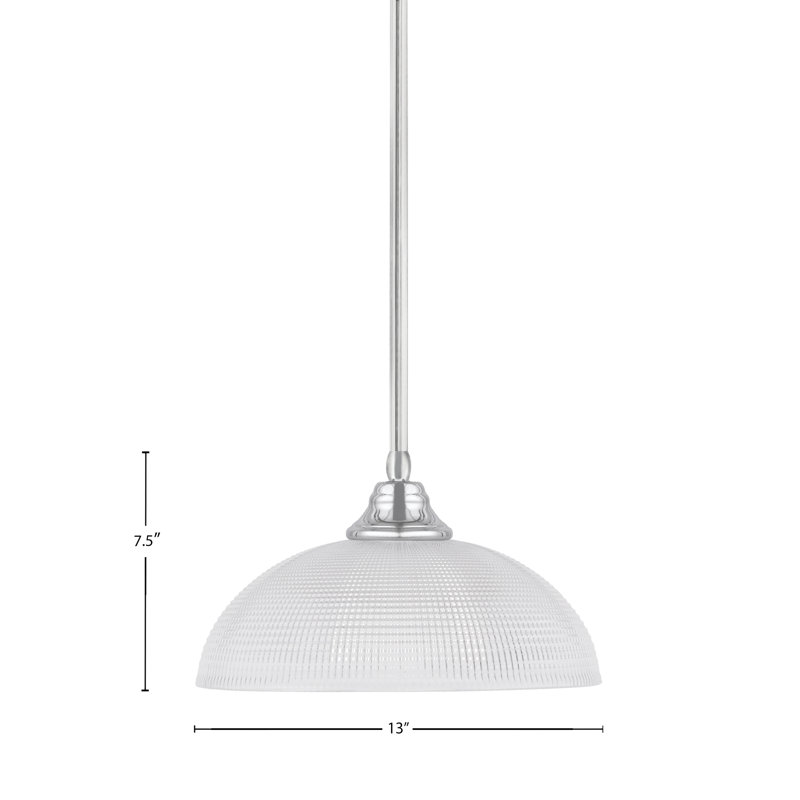 Luminaire suspendu avec tige en verre transparent 13 po Any, Chrome