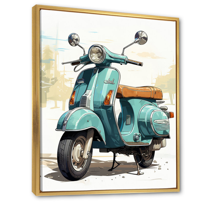 Calita Scooter Retro Rider II - Imprimé, Cadre flottant doré, H 40 po x l 30 po x P 1,5 po