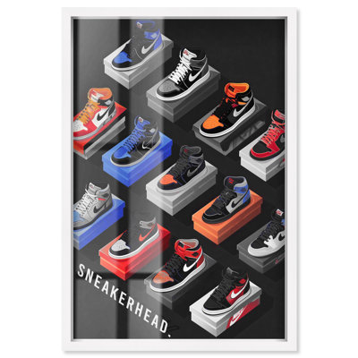 Sneakerhead Duo Color Collection Shadowbox Sneaker Wall Art by Art Remedy, White Frame, 21 x 31