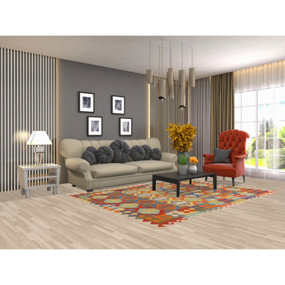 Tapis oriental multicolore Kilim 6 x 8