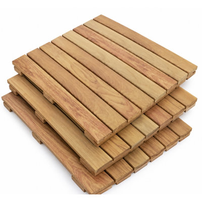 Carreaux de terrasse imbriqués en bois franc Maximo Cumaru pour plancher, balcon et toit | Conçu pour une durabilité extérieure à long terme, récolté de manière durable (24 po x 24 po), paquet de 3, couvre 12 pieds carrés