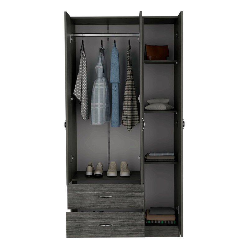 Armoire trois portes Clark, chambre, Gris