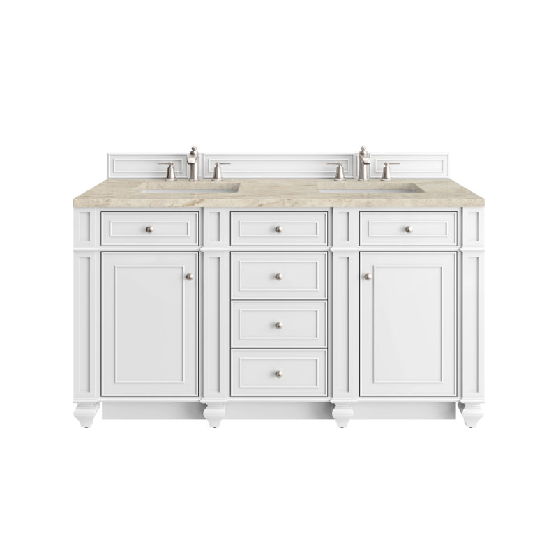 Bristol 60'' W Double Vanity, Bright White, Tajnar Eclos, 8" Widespread