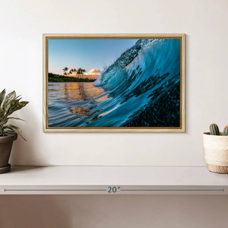 Vague du matin, Cadre flottant en bois naturel, 13 po x 9 po