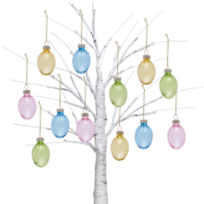  Ensemble d'ornements en verre de Pâques, décorations suspendues de 12 carats en rose, bleu, vert, jaune pour les arbres de Pâques, cadeau d'ornements de boule de Pâques de 1,57 pouce pour le décor du Festival du printemps