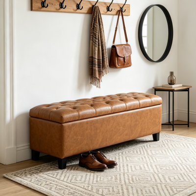 Banc de rangement rembourré en similicuir