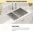 28"L 16 Gauge Undermount 50/50 Low Divide Double Bowl Stainless Steel  Kitchen Sink with Accessories-124950287