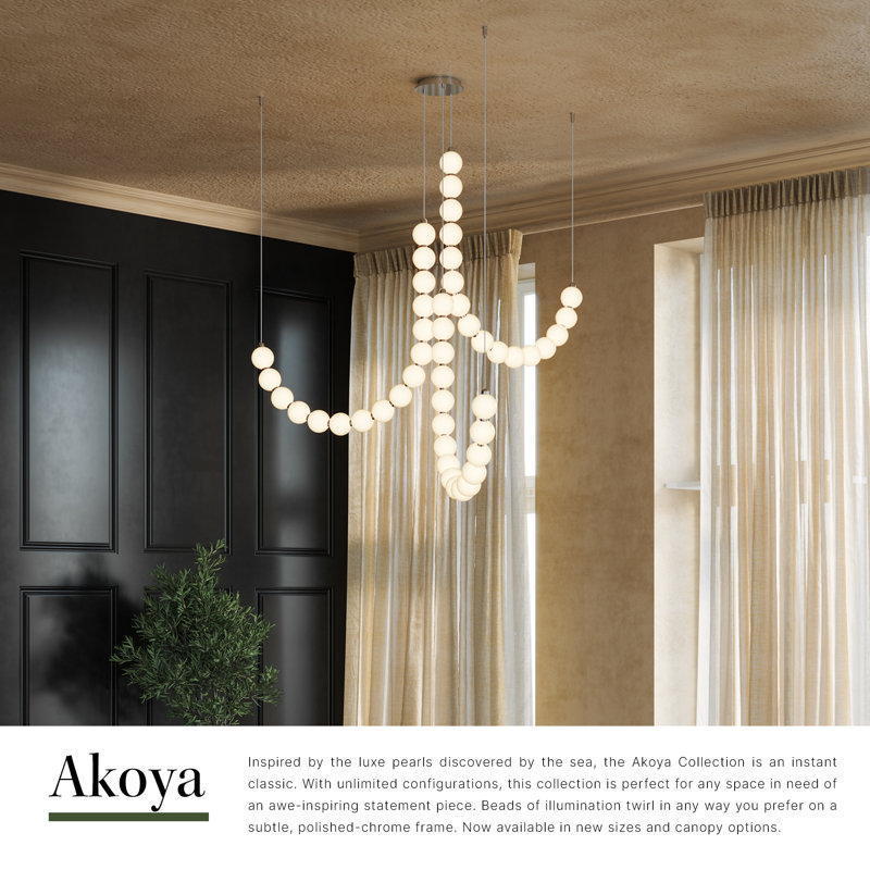Akoya 48 Light Silver dimmable LED Chandelier, 3 Head Chandelier, Chrome-RT