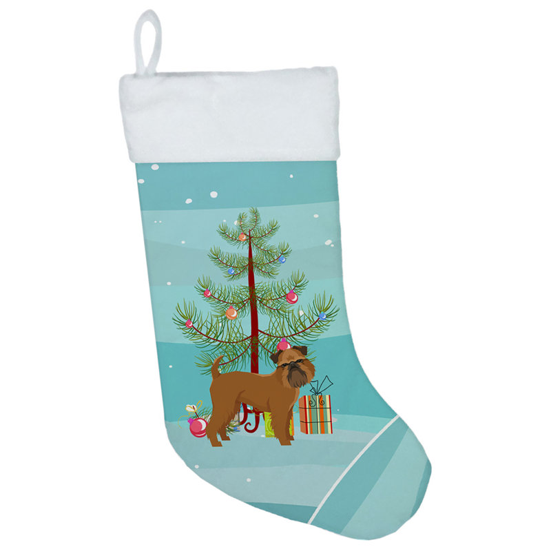 Chaussette de noël joyeux de noël, Griffon bruxellois brun