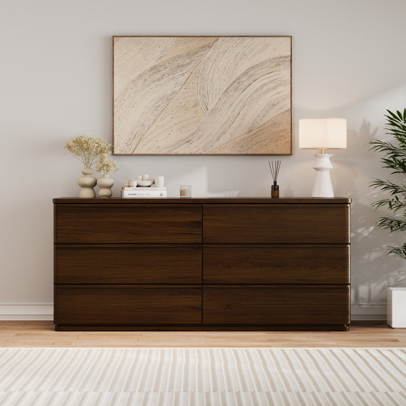 Baxtor 6 Drawer Walnut Dresser, Walnut