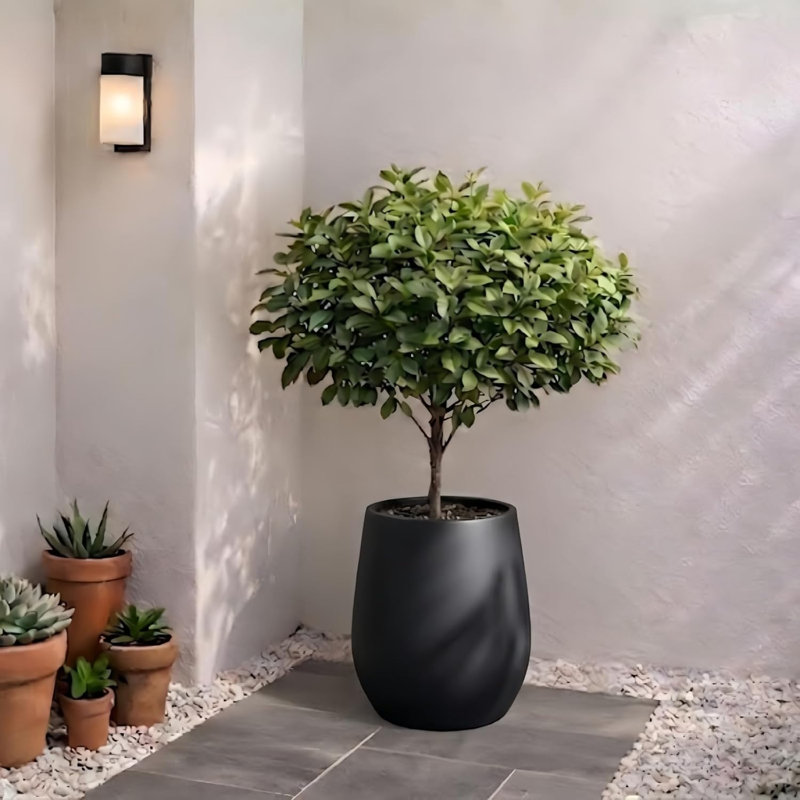 Petit pot d'intérieur / extérieur Corso Fiberstone - H 12,5 po tricorne (ouverture 9 po), H 12,5 po x l 11,4 po x P 11,4 po