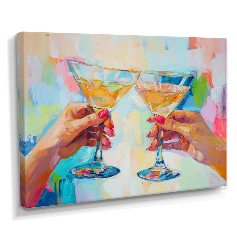 Martini Cocktail Drink Friends I - liquor, art mural, H 34 po x l 44 po, Toile tendue, Ne s’applique pas