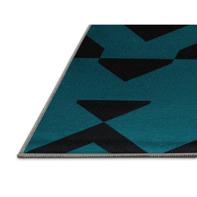 Machine Washable Checkered Green Area Rug, Rectangle 3' x 5'
